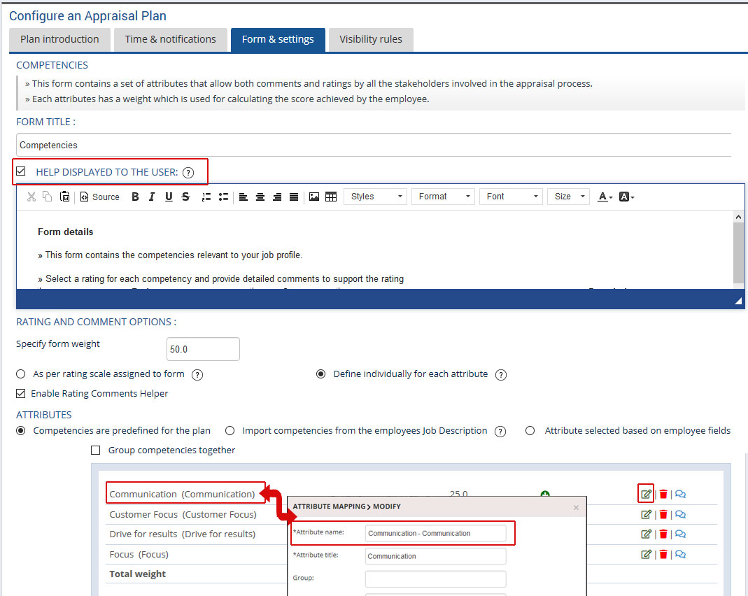 Configure Performance Appraisal form