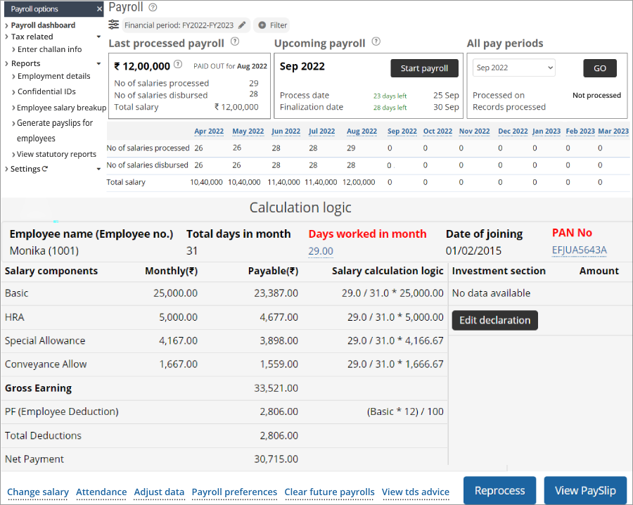 Payroll dashboard - Access All Payroll Related Information