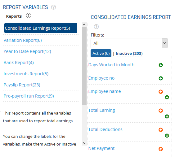 Setup Variables for Payroll Reports