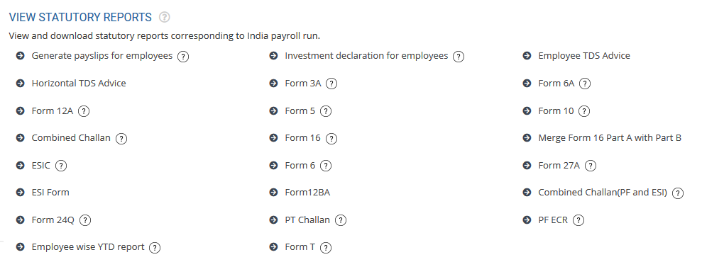 View and Download Statutory Reports and Challans