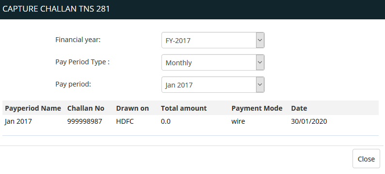 Challan TNS 281 Details