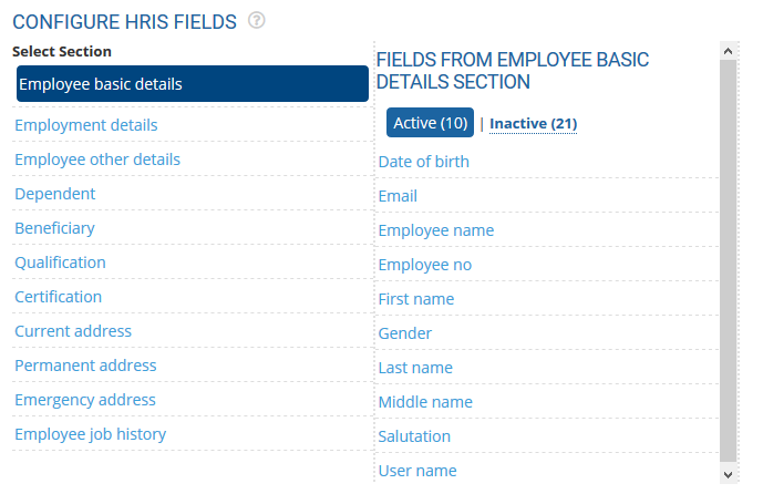 Configure HRIS Fields