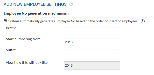 Setup Rules for Generating Employee Number