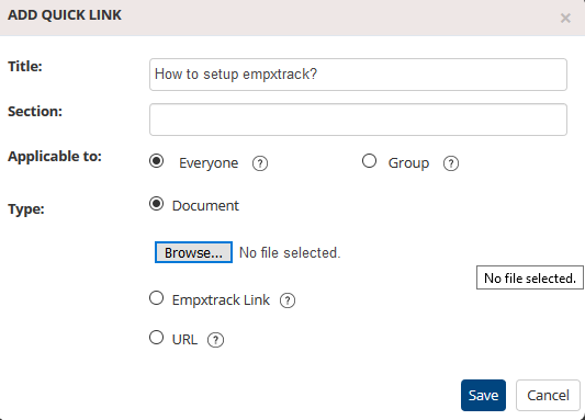 Setup Policy Documents and Quick Links