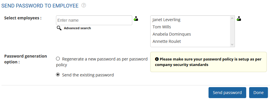 send password to employees