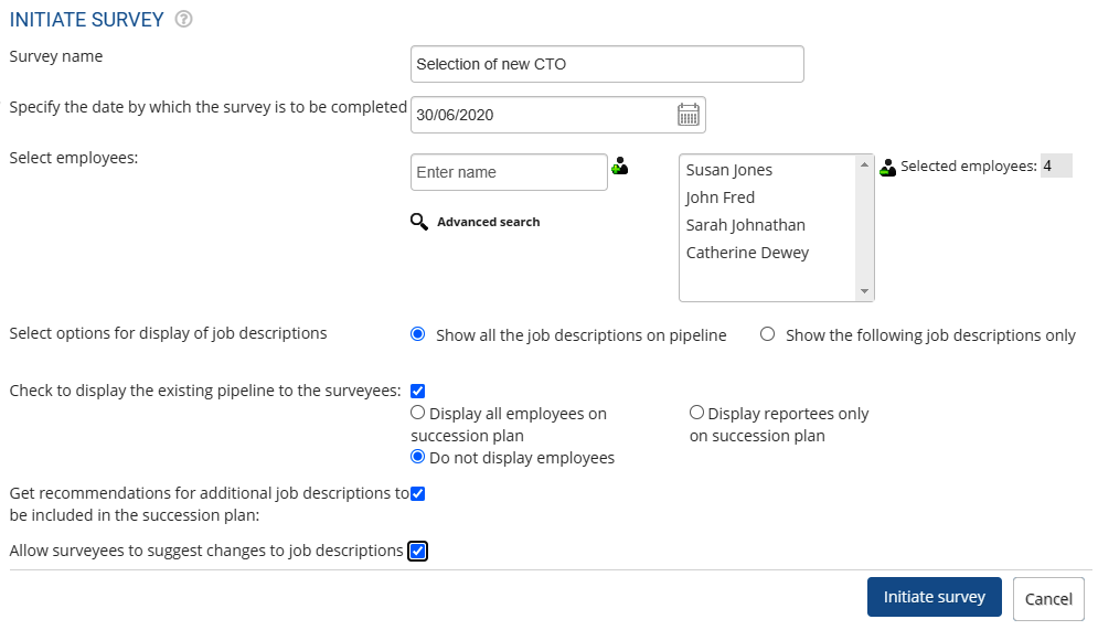 Initiate Succession Survey