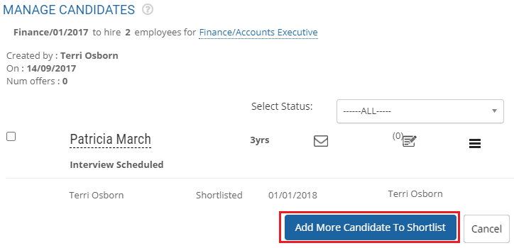 Add More Candidates to Shortlist