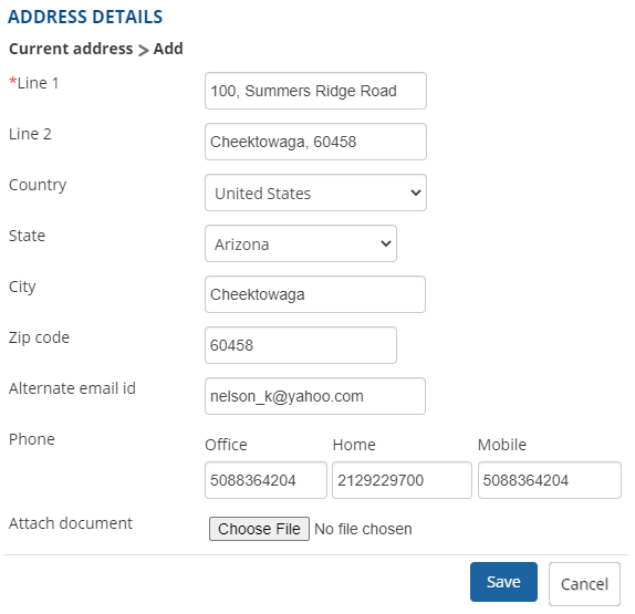 Fill Address Onboarding Form