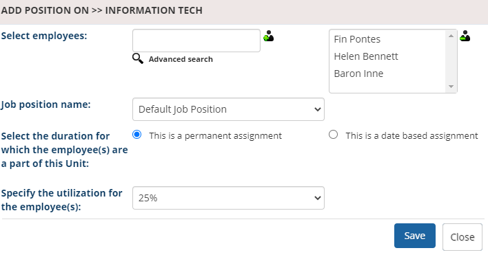 Manage Employees in a Unit