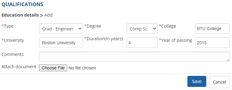 Onboarding Qualification Details Form