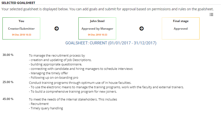 View Goalsheet History