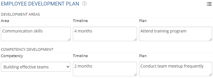 development plan form