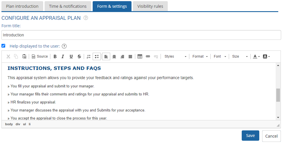 Configure Introduction Form