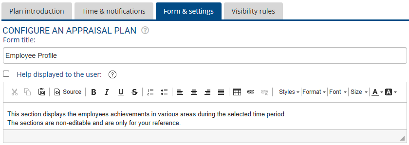 Employee Profile Overview Form