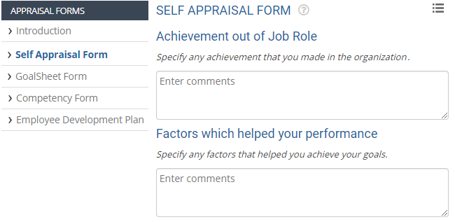 fill self appraisal form