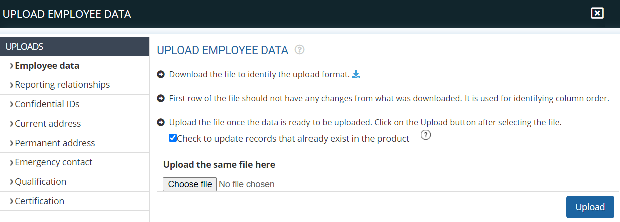 Upload Mass Employee Data