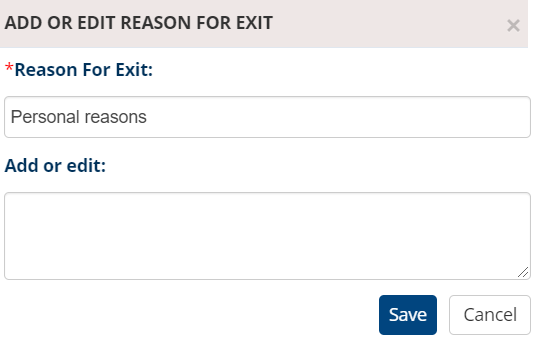 Configure Exit Type and Reason