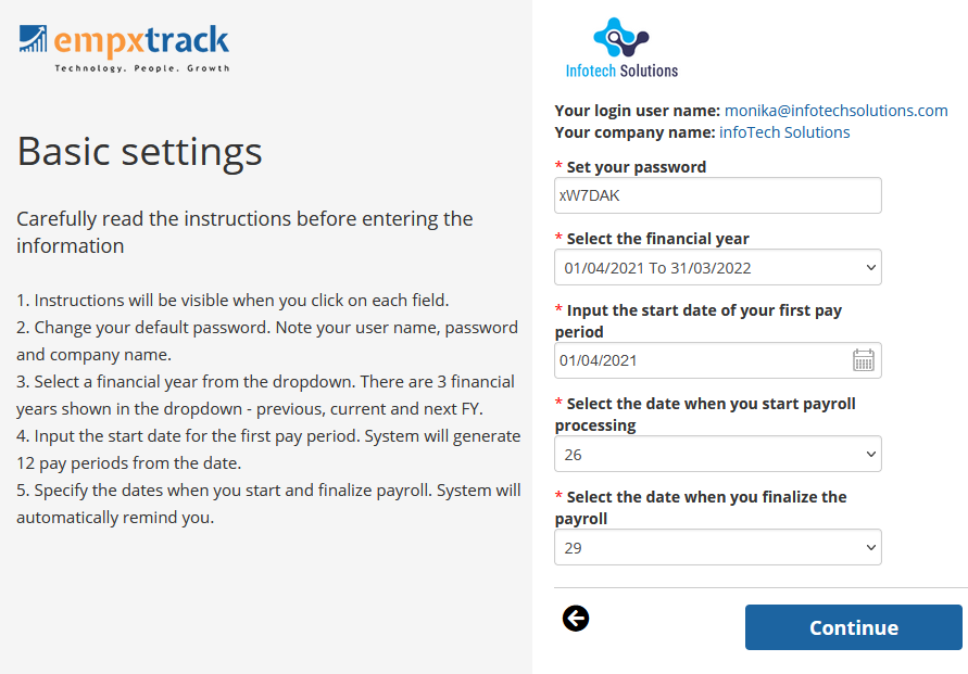 Setup Empxtrack Free Payroll