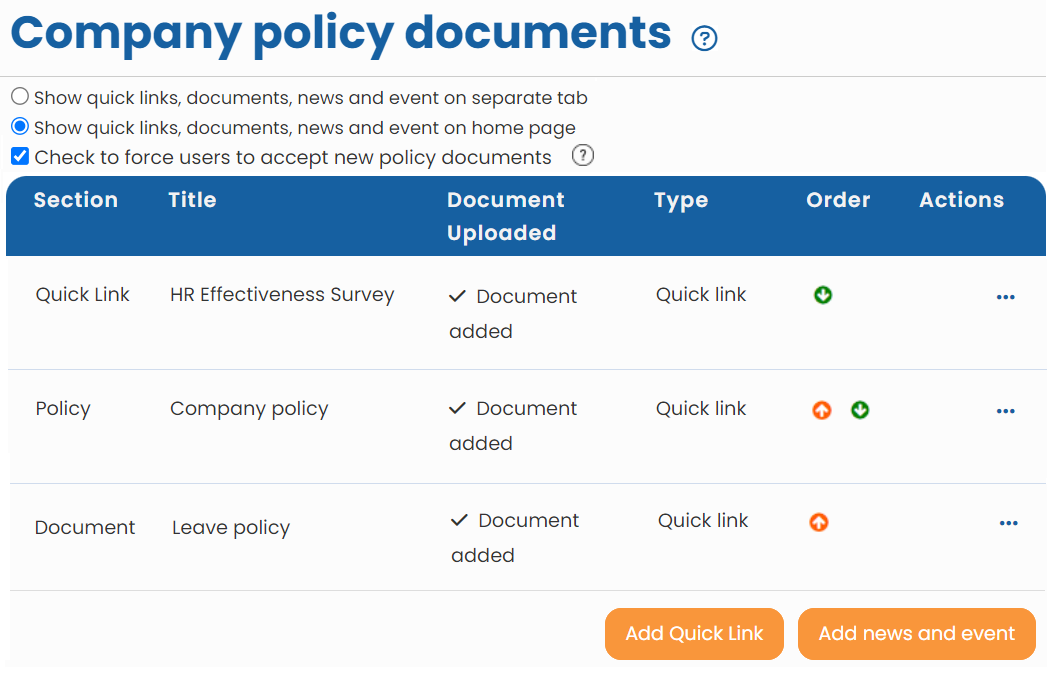 Acceptance of company policy documents 