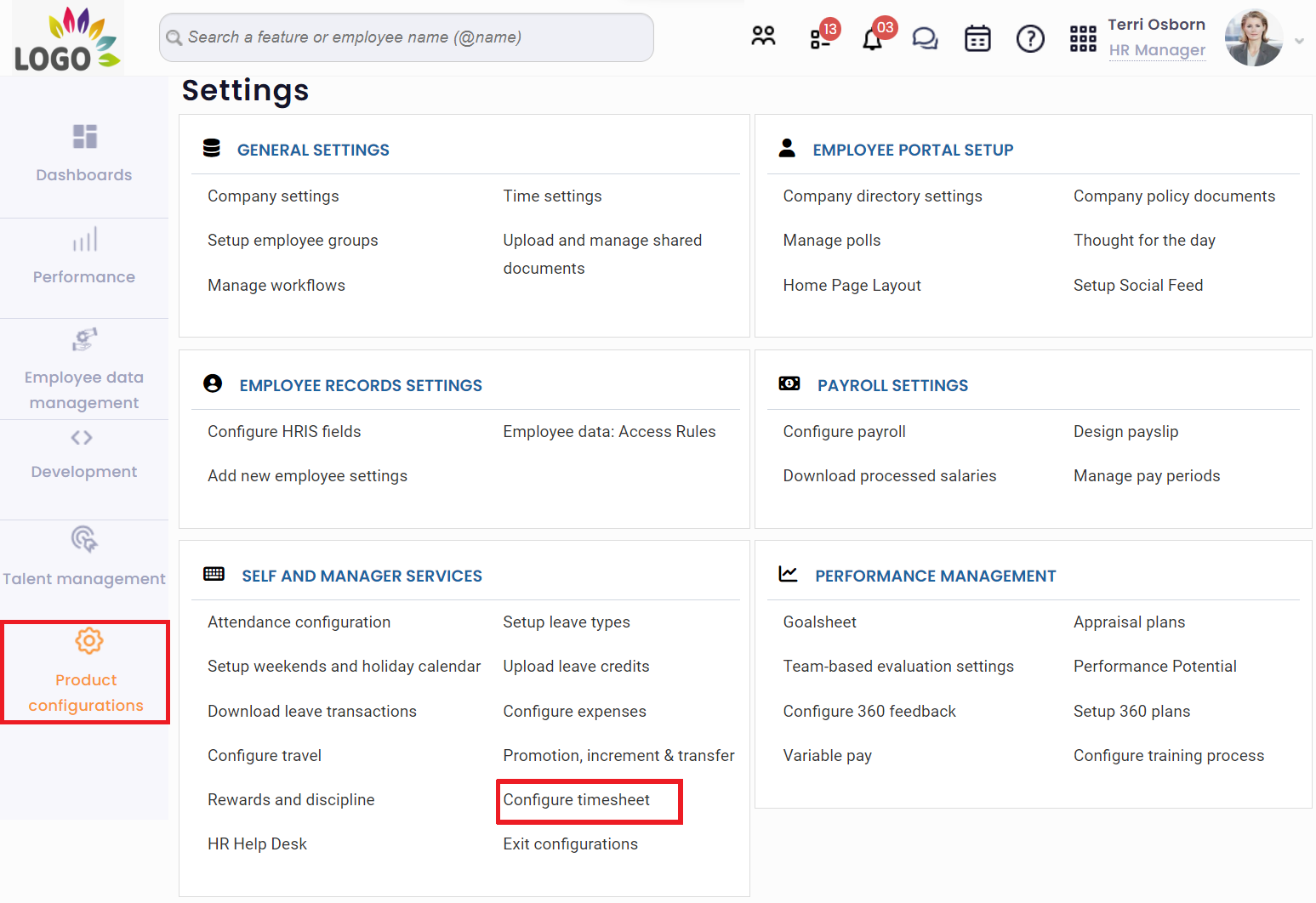 Configure Timesheet