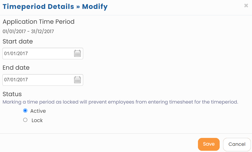 Manage Timesheet Timeperiods