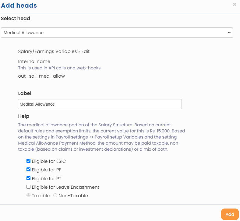 Add Salary Heads