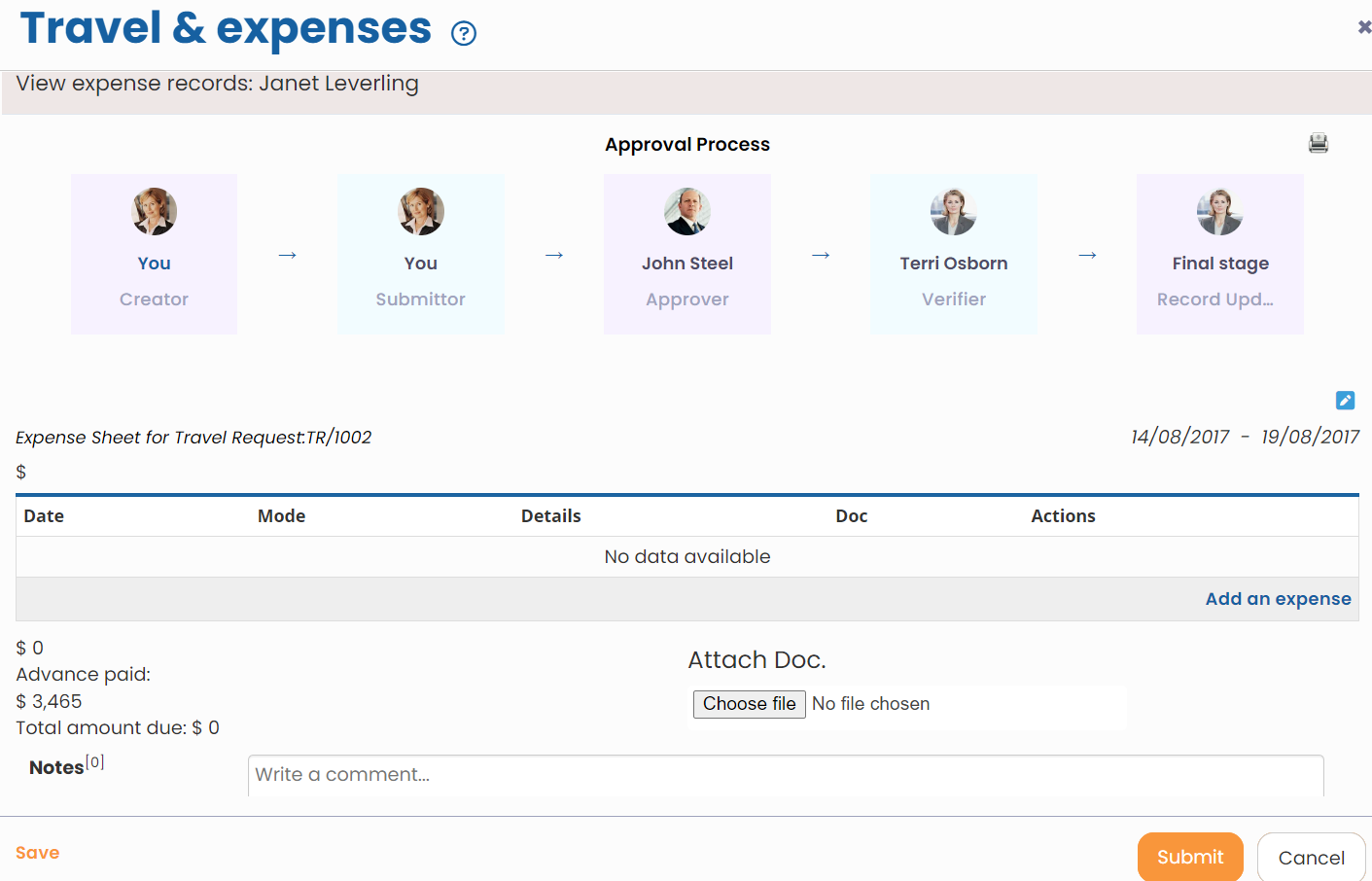 Create Expense Sheet