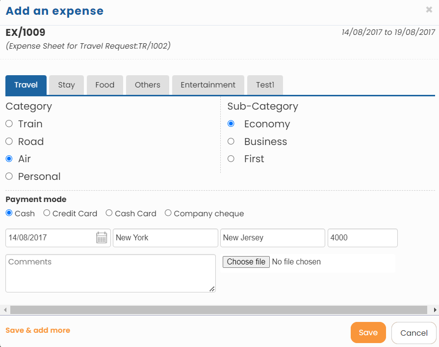 Create Expense Sheet