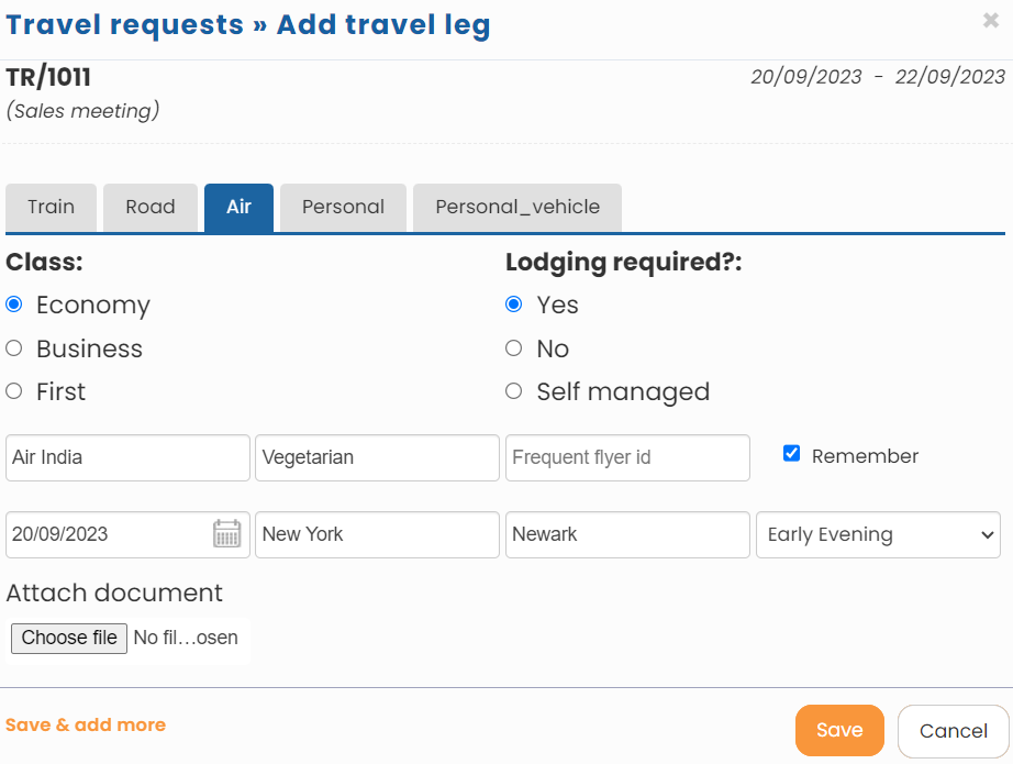 Create a Travel Request