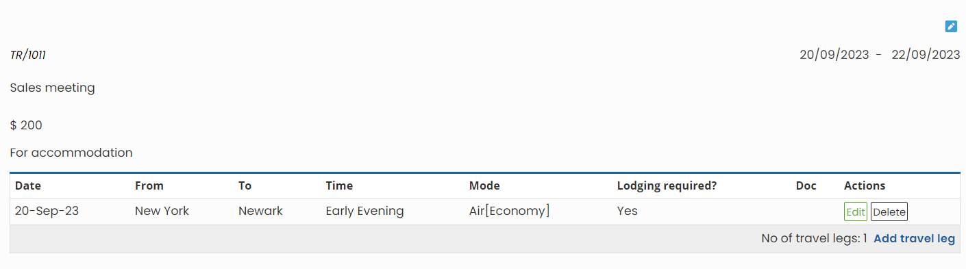 Create a Travel Request