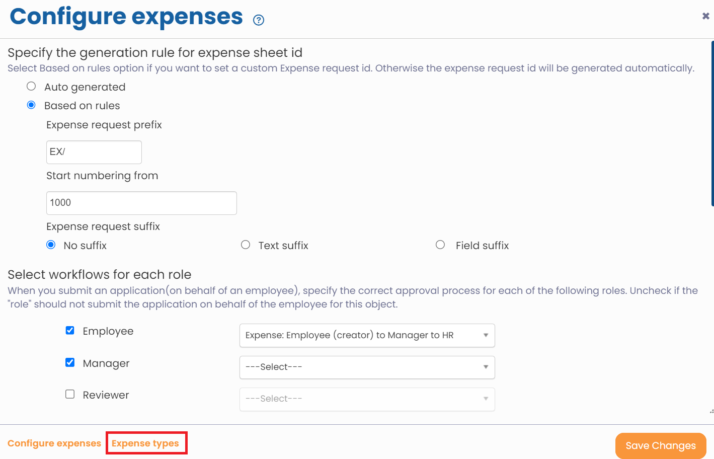 Setup Expense Types