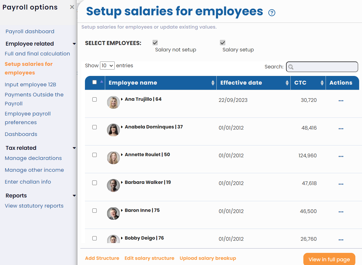 Upload Salary Structure for Employees