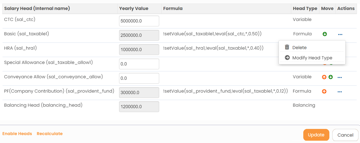 setup salary structure