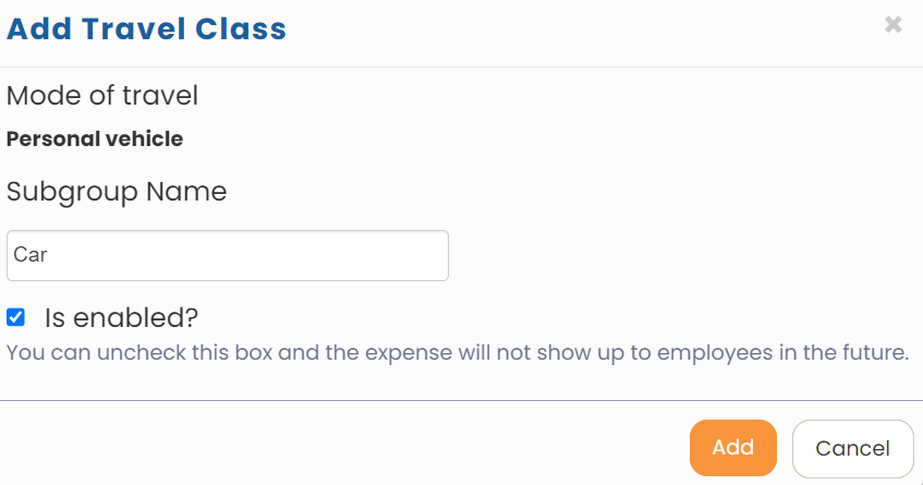 Setup Travel Modes