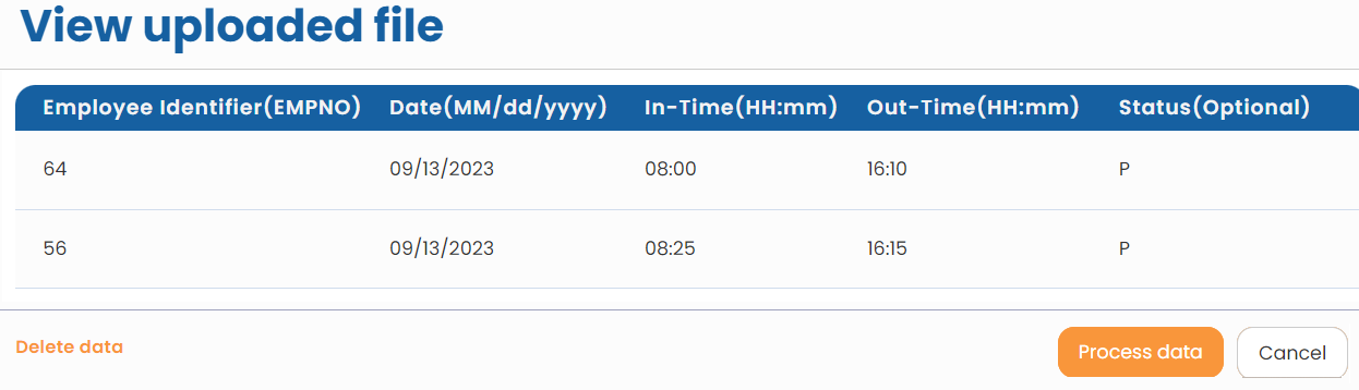 View Uploaded Data and Process Attendance