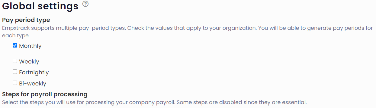 payroll configurations