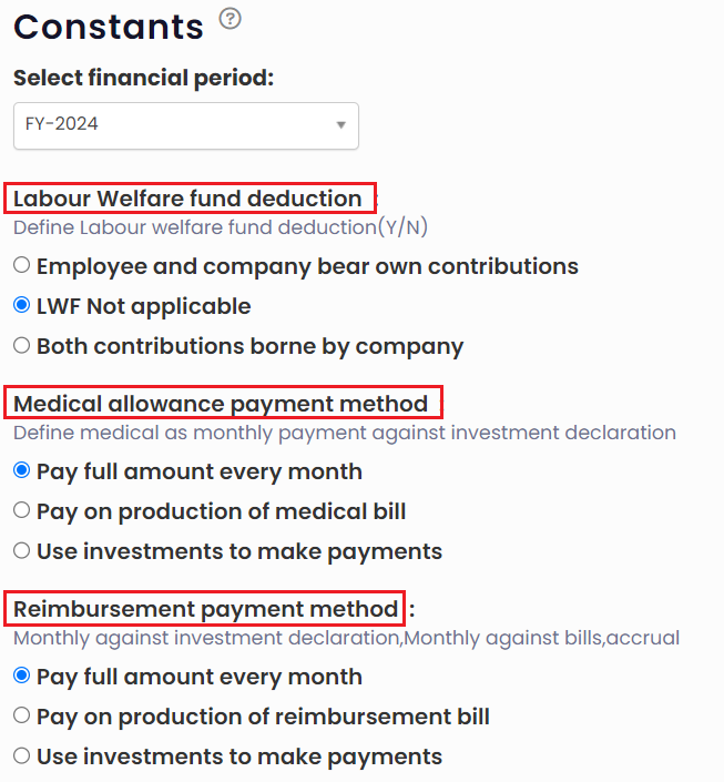 payroll configurations