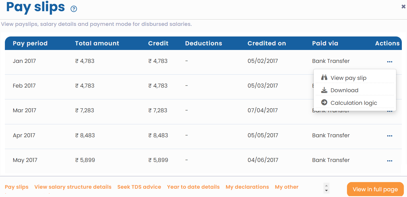 View Salary Structure