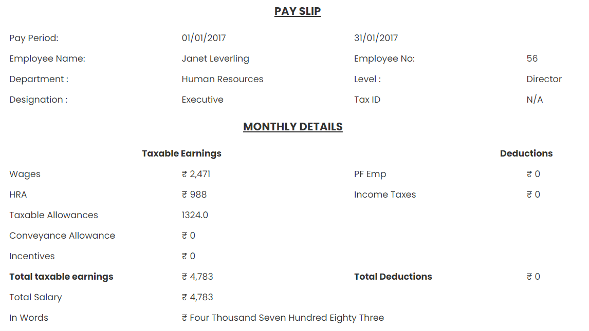 View Pay Slip and Salary Details